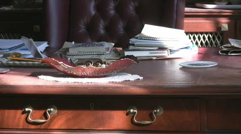 Old desk in private library Stock Footage 577085