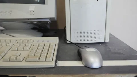 Old Desktop Computer In The Classroom Stock Footage 257944240