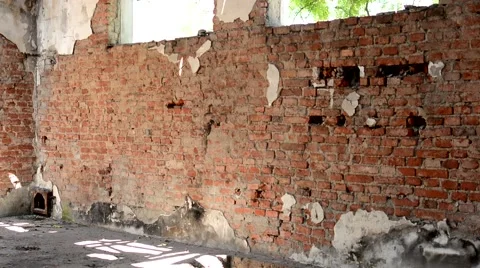 Old destroyed brick building - sun shines Stock-Footage 61515737