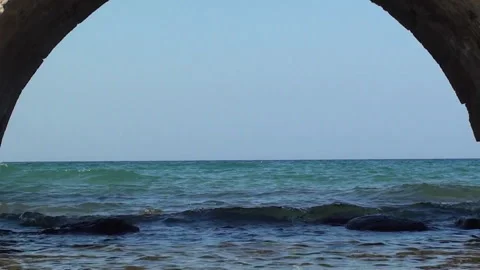 Old Destroyed Bridge at the sea Stock Footage 242304178
