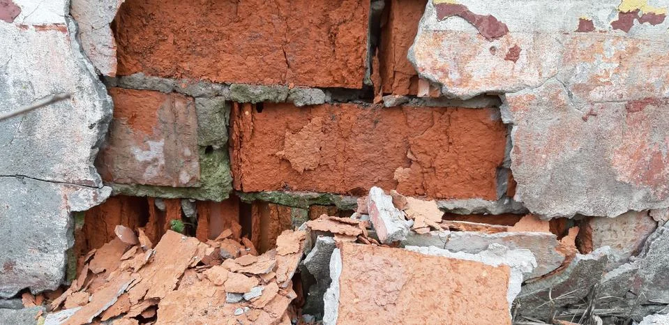 Old destroyed wall close up Stock Photos