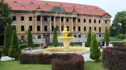 Old devastated castle and palace complex in Zary town, Poland Video stock 40297463