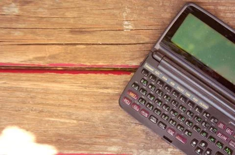 Old device for learning the language Foto stock