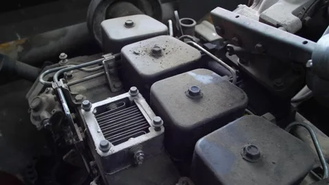 Old diesel engine from tractor close-up Stock Footage 292501796