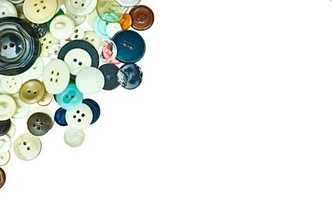 Old different multi colored buttons ,place for text Stock Photos