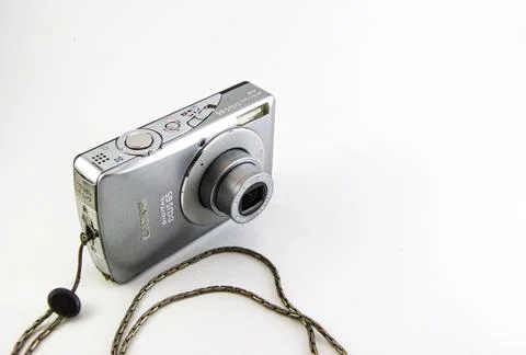 An Old Digital Camera in an Isolated White Background Stock Photos