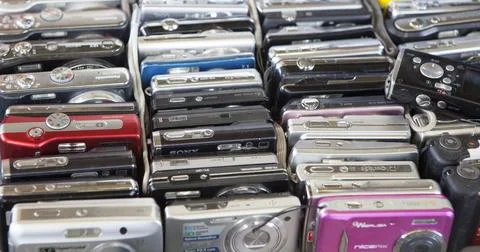 Old digital compact cameras Stock Photos