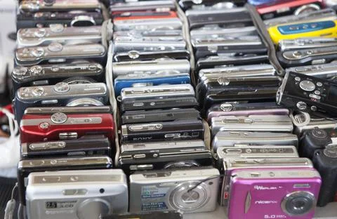 Old digital compact cameras Stock Photos