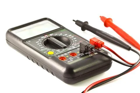 Old Digital multimeter isolated on white background Stock Photos