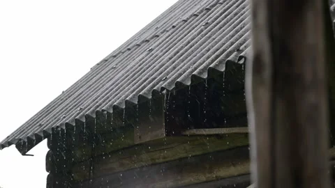 An old dilapidated barn under a downpour Stock Footage 159483845