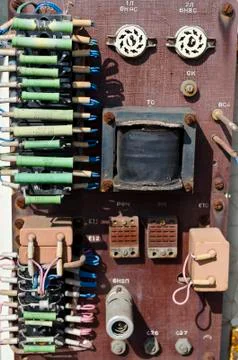 An old dilapidated control board Stock Photos