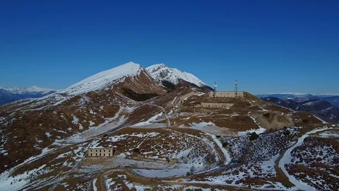 Old dilapidated fortifications on top of Monte Baldo Stock Footage 122645214
