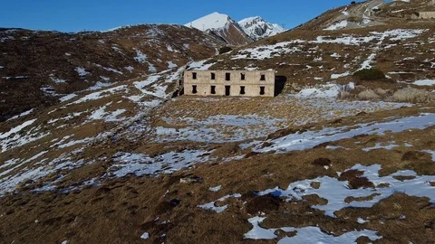 Old dilapidated fortifications on top of Monte Baldo Stock Footage 122645760