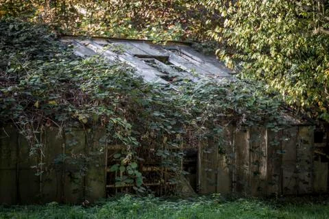 Old dilapidated greenhouse Foto stock