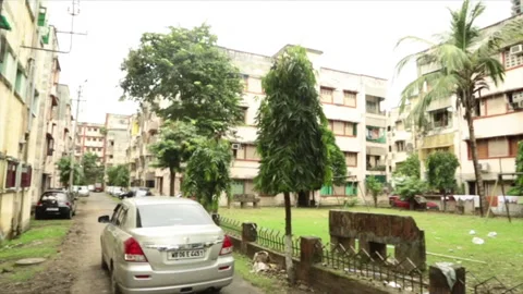 AN OLD DILAPIDATED HOUSING COMPLEX Stock Footage 130375157