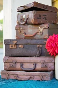 Old Dilapidated Suitcase Stack Stock Photos