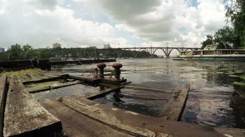 Old Dilapitated River wharf Video stock 50594355