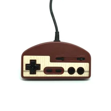 Old dirt video game controller isolated on white background 스톡 사진
