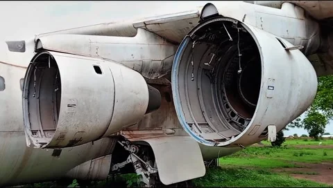Old dirty airplane and train at Red clay studio in Ghana. Video stock 325686853