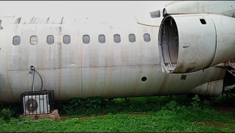 Old dirty airplane at Red clay studio in Ghana. Stock Footage 325686808