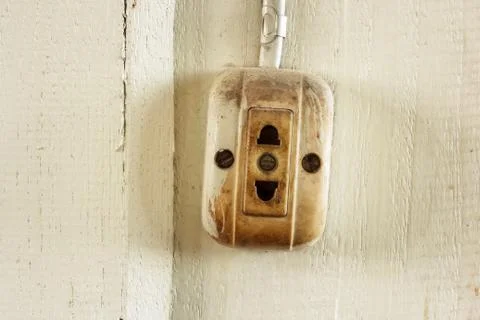 Old dirty electrical outlets Stock Photos