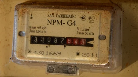 Old dirty gas meter Stock Footage 328839656