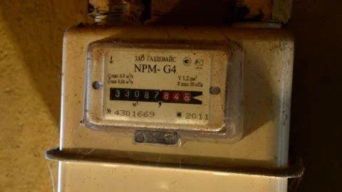 Old dirty gas meter Stock Footage 328839661