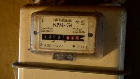 Old dirty gas meter Stock Footage 328839871