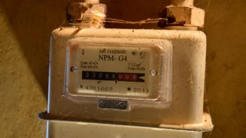 Old dirty gas meter Stock Footage 328839881