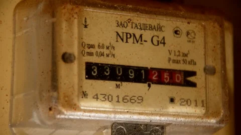 Old dirty gas meter Stock Footage 328842629
