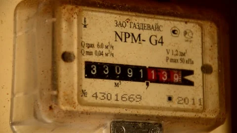 Old dirty gas meter Stock Footage 328842642