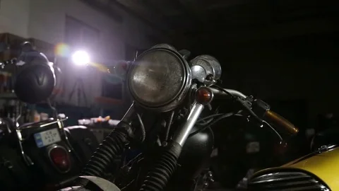 Old dirty motorcycle before reparing and redesigning Stock Footage 82980919