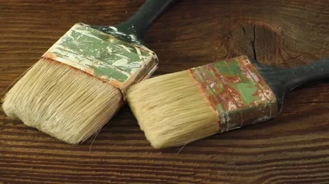 Old dirty paint brushes Stock-Footage 68047120