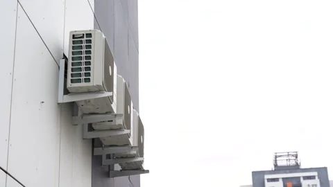 Old dirty rusty air conditioners in apartment buildings. Stock Footage 157500601