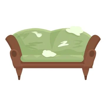 Old dirty sofa with stains from drinks and food needs cleaning Ilustração Stock