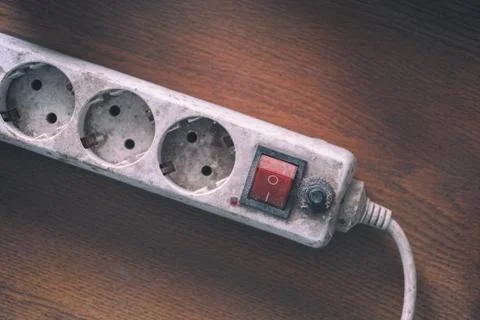 Old dirty surge protector Stock Photos