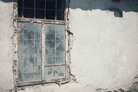Old dirty window close up . Stock Photos