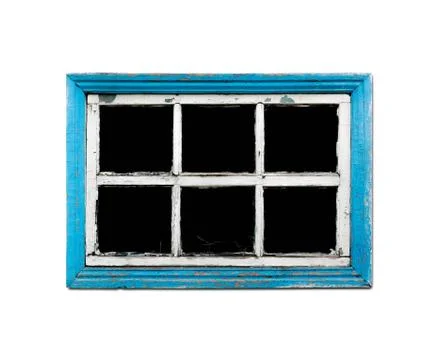 Old dirty window with a wooden frame. Close up Fotos Stock