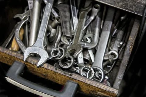 Old dirty wrenches Stock Photos
