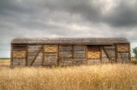 Old, discarded freight train wagon Stock Photos