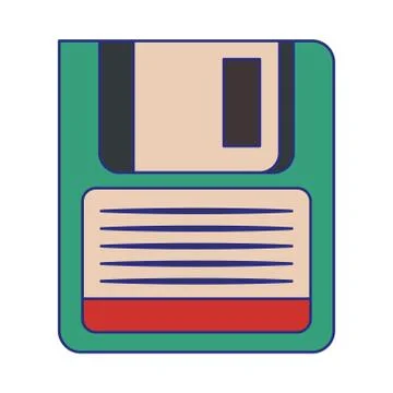 Old diskette computer storage blue lines Stock Illustration