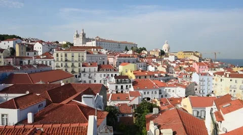 Old district of Lisbon in a summer evening  Video stock 59173868