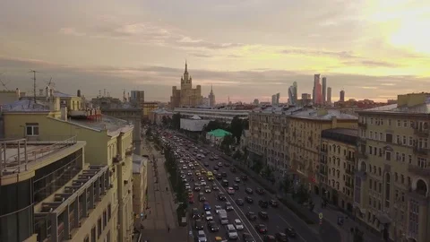 The old districts of Moscow in the evening Stock Footage 84155105