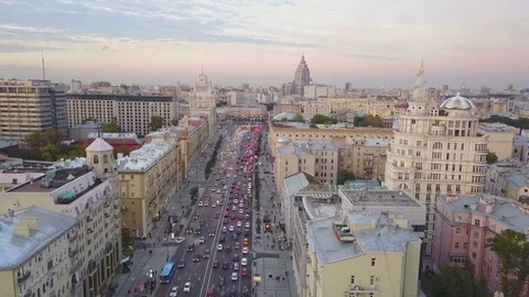 The old districts of Moscow in the evening Stock Footage 84157822