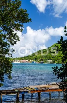Old Dock and Island View Stock Photos