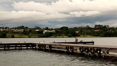 Old Dock at Lake Paranoa Video stock 124324912