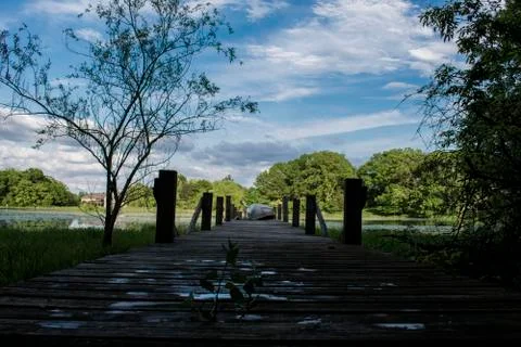 Old dock on lake Stock Photos