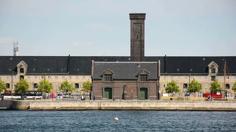 Old docks of Copenhagen, Denmark Stock Footage 99522380