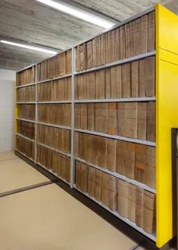 Old documents filed in folders Stock-Fotos