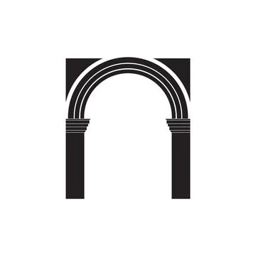 Old door and column vector drawing Stock Illustration